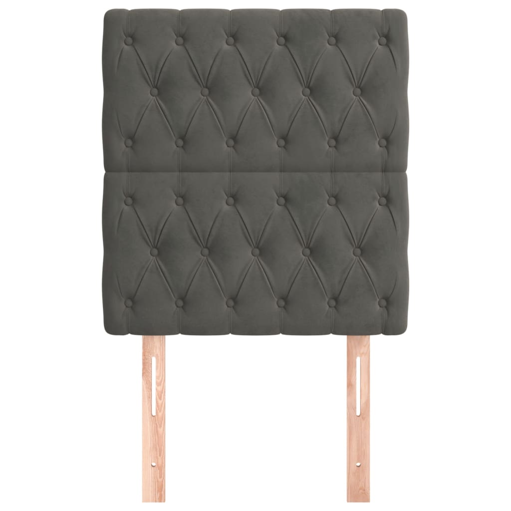 2 db sötétszürke bársony fejtámla 80x7x78/88 cm