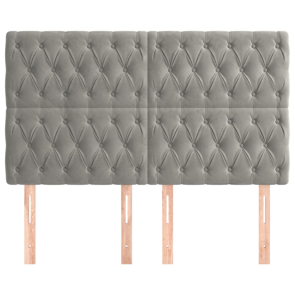 4 db világosszürke bársony fejtámla 80x7x78/88 cm