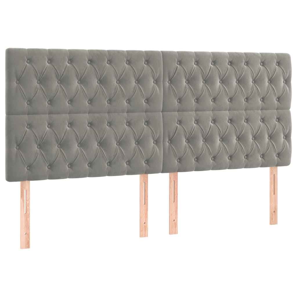 4 db világosszürke bársony fejtámla 90x7x78/88 cm
