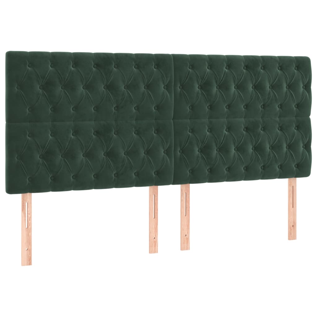4 db sötétzöld bársony fejtámla 90x7x78/88 cm