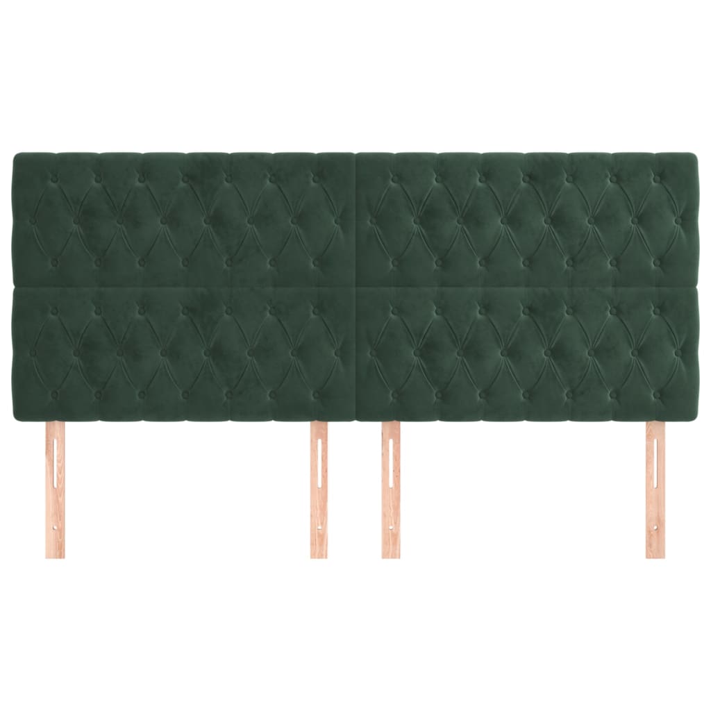 4 db sötétzöld bársony fejtámla 90x7x78/88 cm