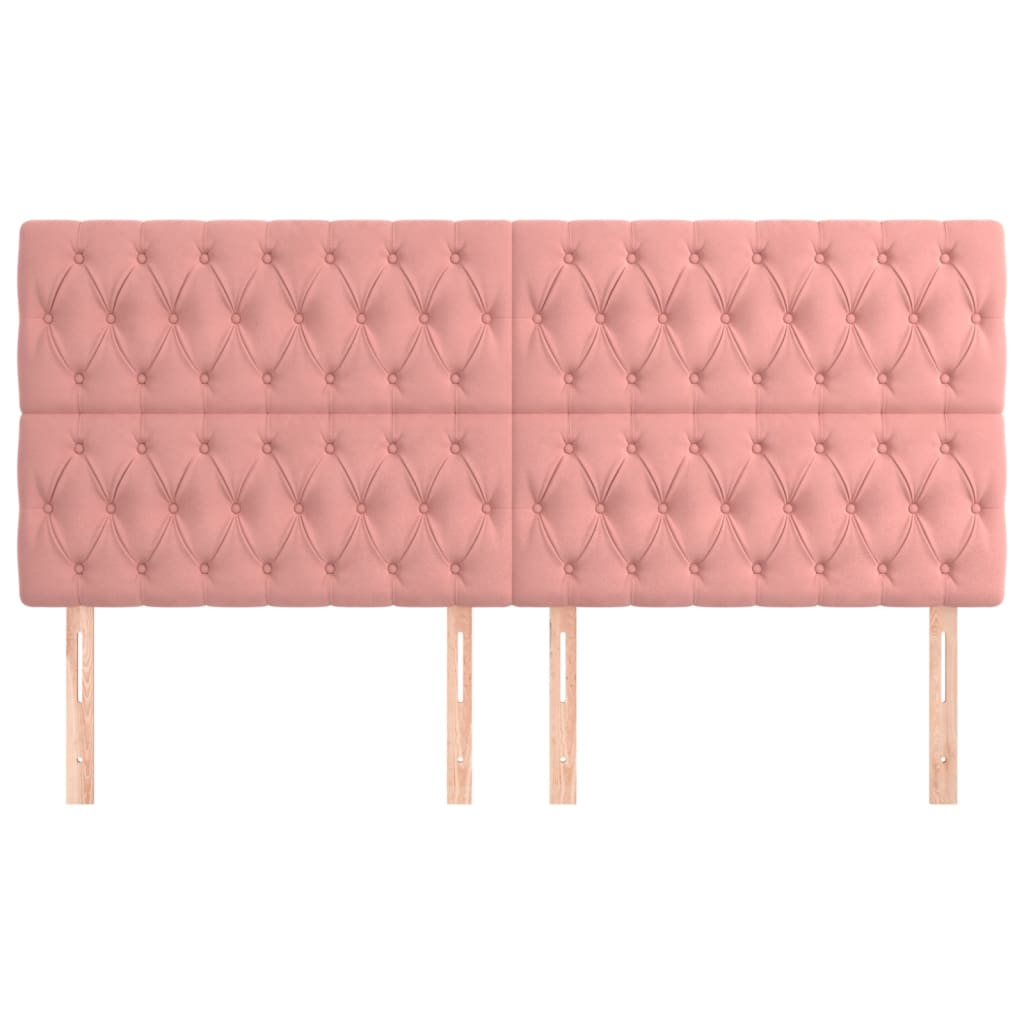 4 db rózsaszín bársony fejtámla 100x7x78/88 cm