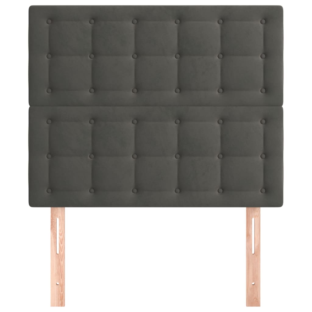 2 db sötétszürke bársony fejtámla 80 x 5 x 78/88 cm