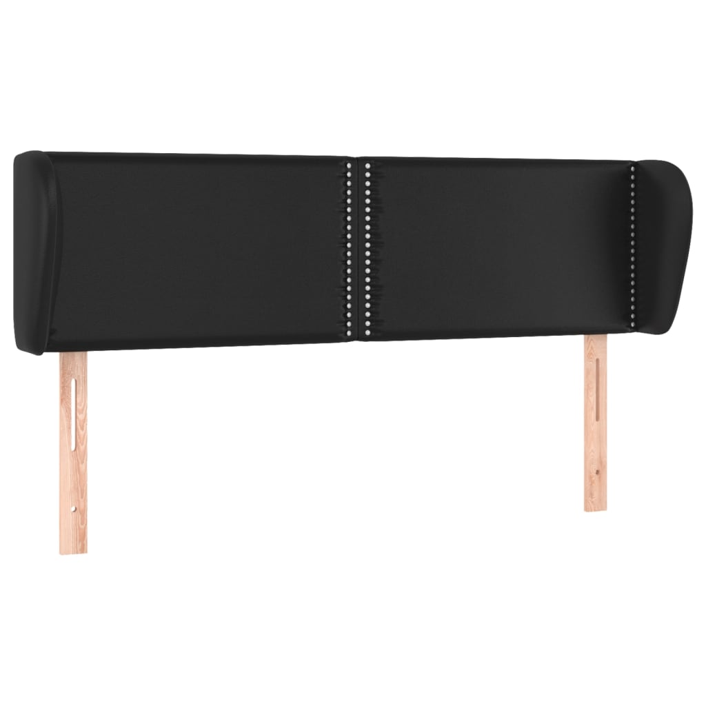 Fekete műbőr szárnyas fejtámla 147x23x78/88 cm