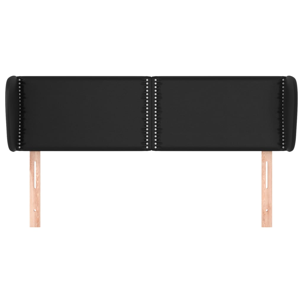 Fekete műbőr szárnyas fejtámla 147x23x78/88 cm