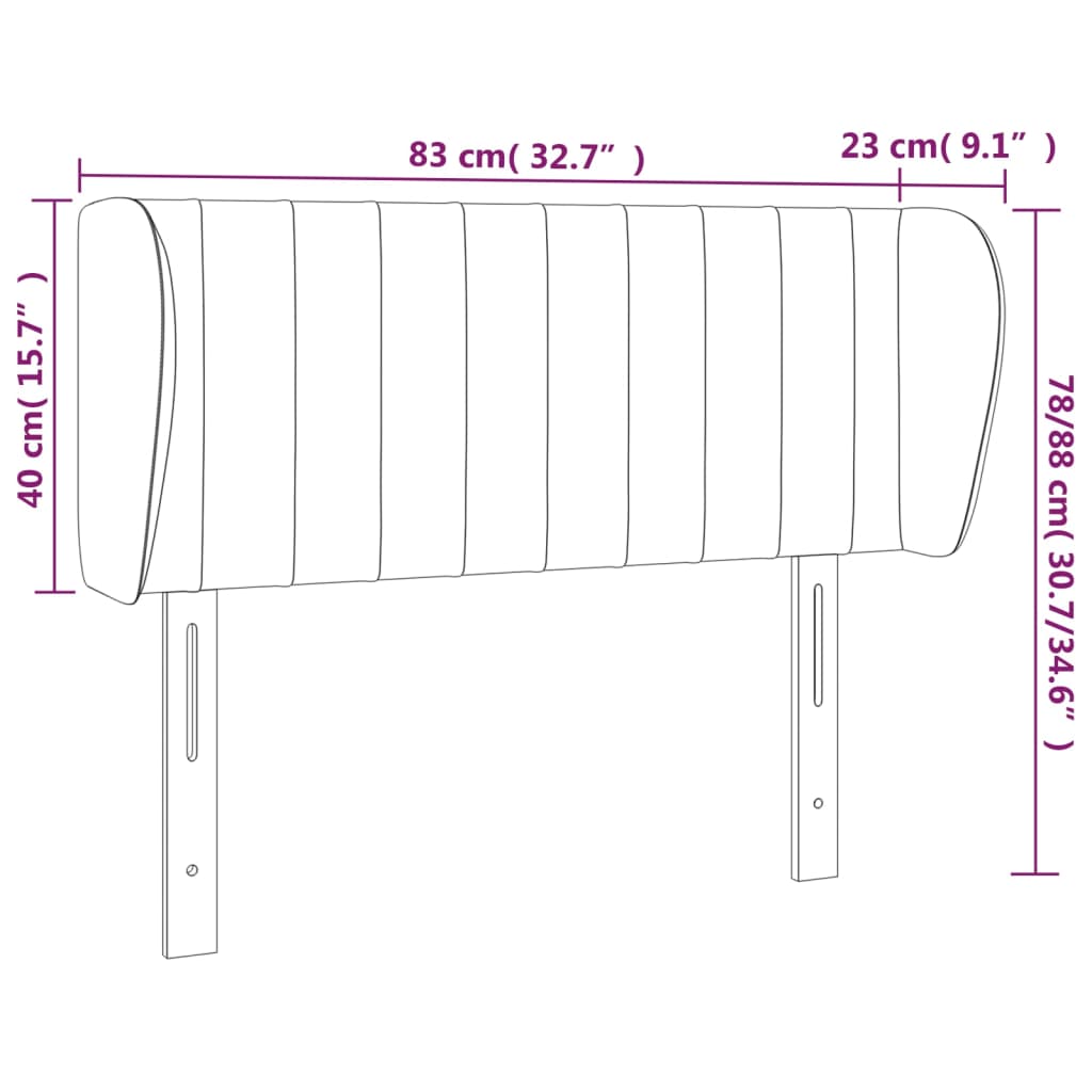 Sötétszürke szövet fejtámla szárnyakkal 83x23x78/88 cm