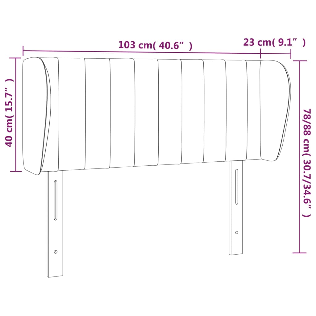Sötétszürke szövet fejtámla szárnyakkal 103x23x78/88 cm