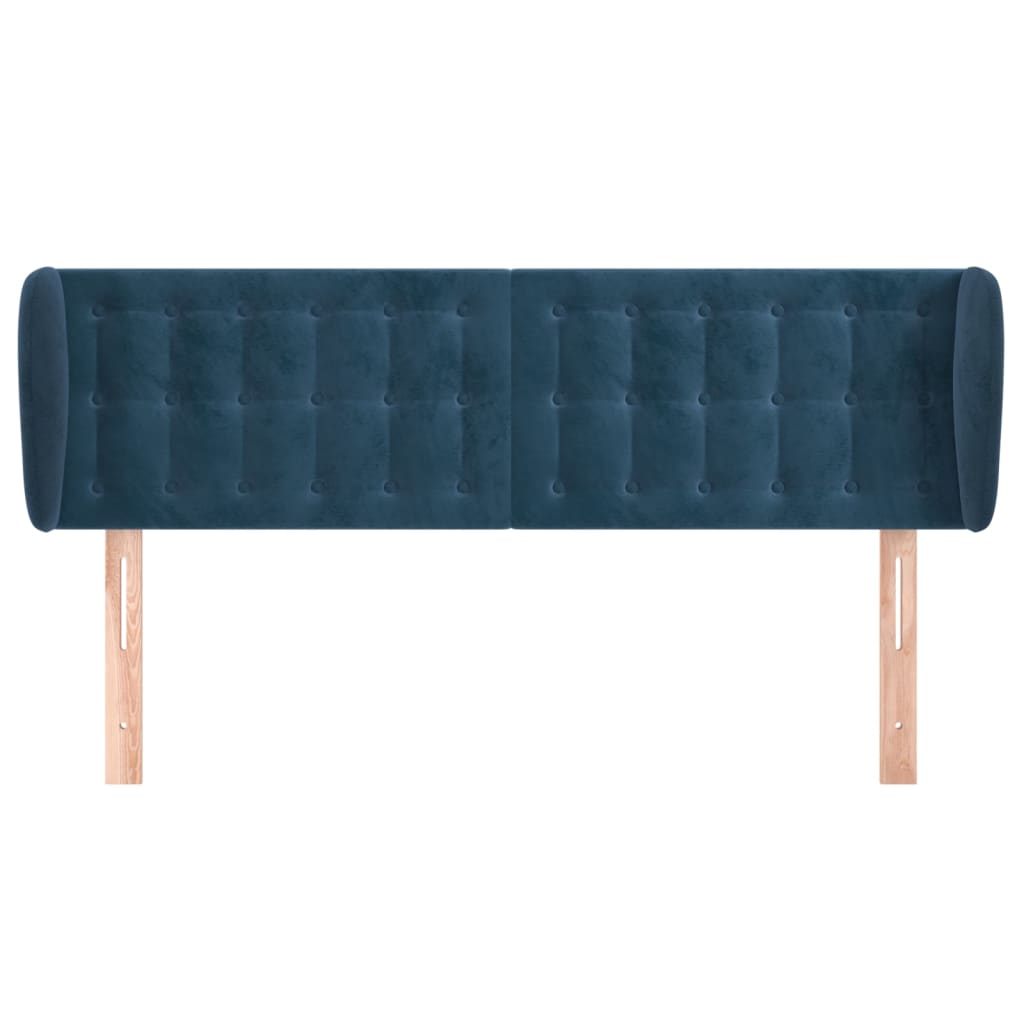 Sötétkék bársony fejtámla 147x23x78/88 cm