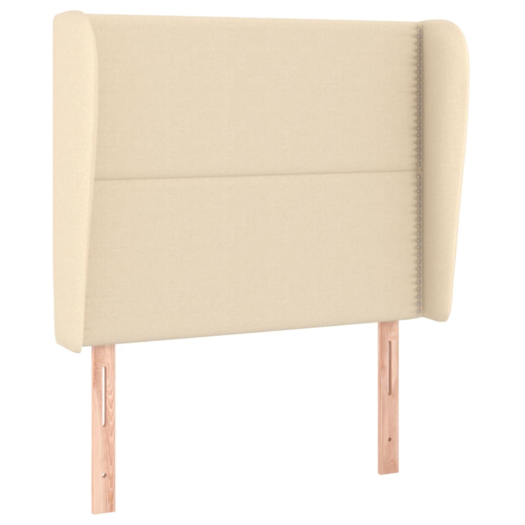 Krémszínű szövet fejtámla szárnyakkal 93 x 23 x 118/128 cm