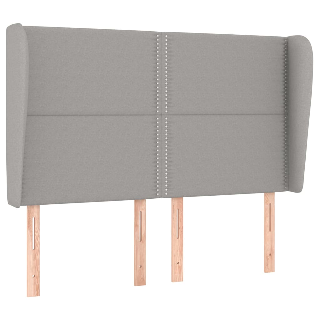 Világosszürke szövet fejtámla szárnyakkal 147 x 23 x 118/128 cm