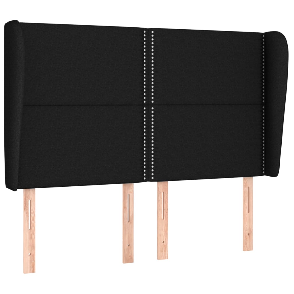 Fekete szövet fejtámla szárnyakkal 147 x 23 x 118/128 cm