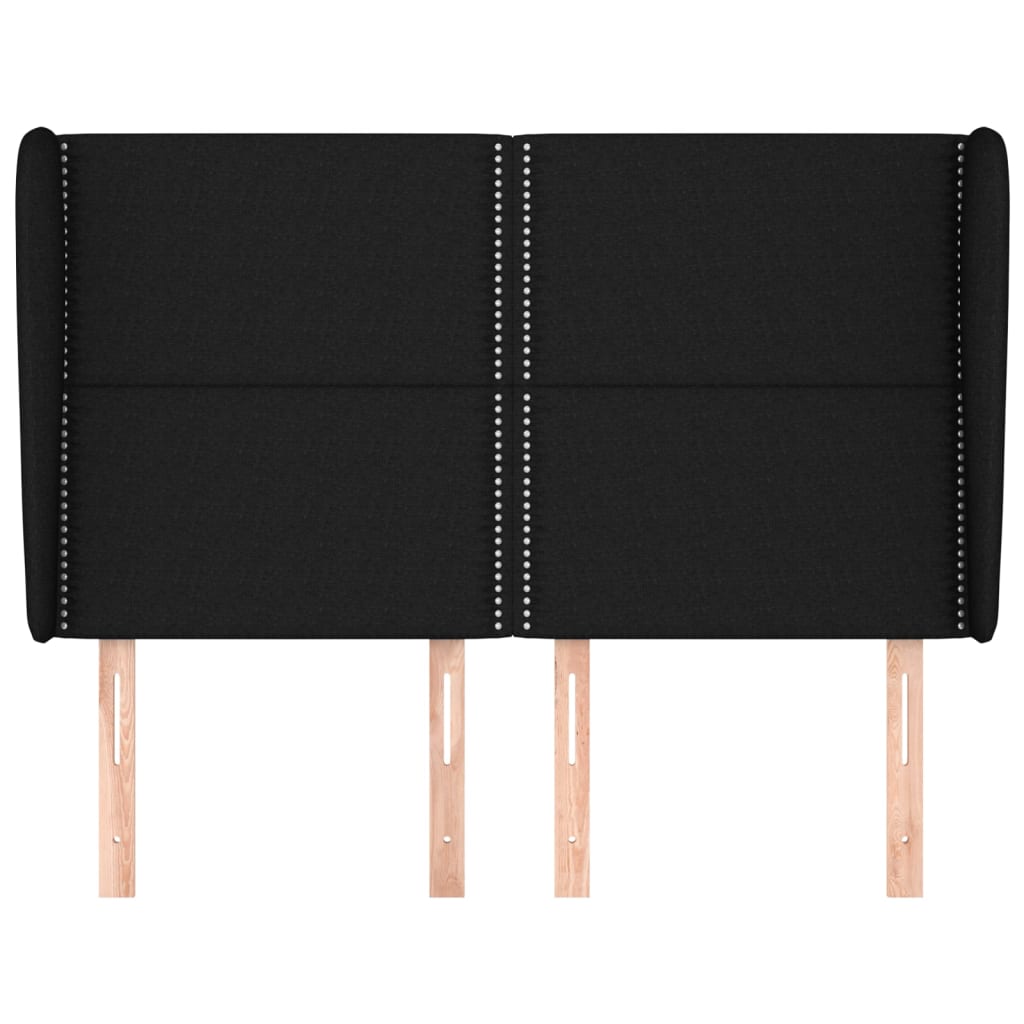 Fekete szövet fejtámla szárnyakkal 147 x 23 x 118/128 cm