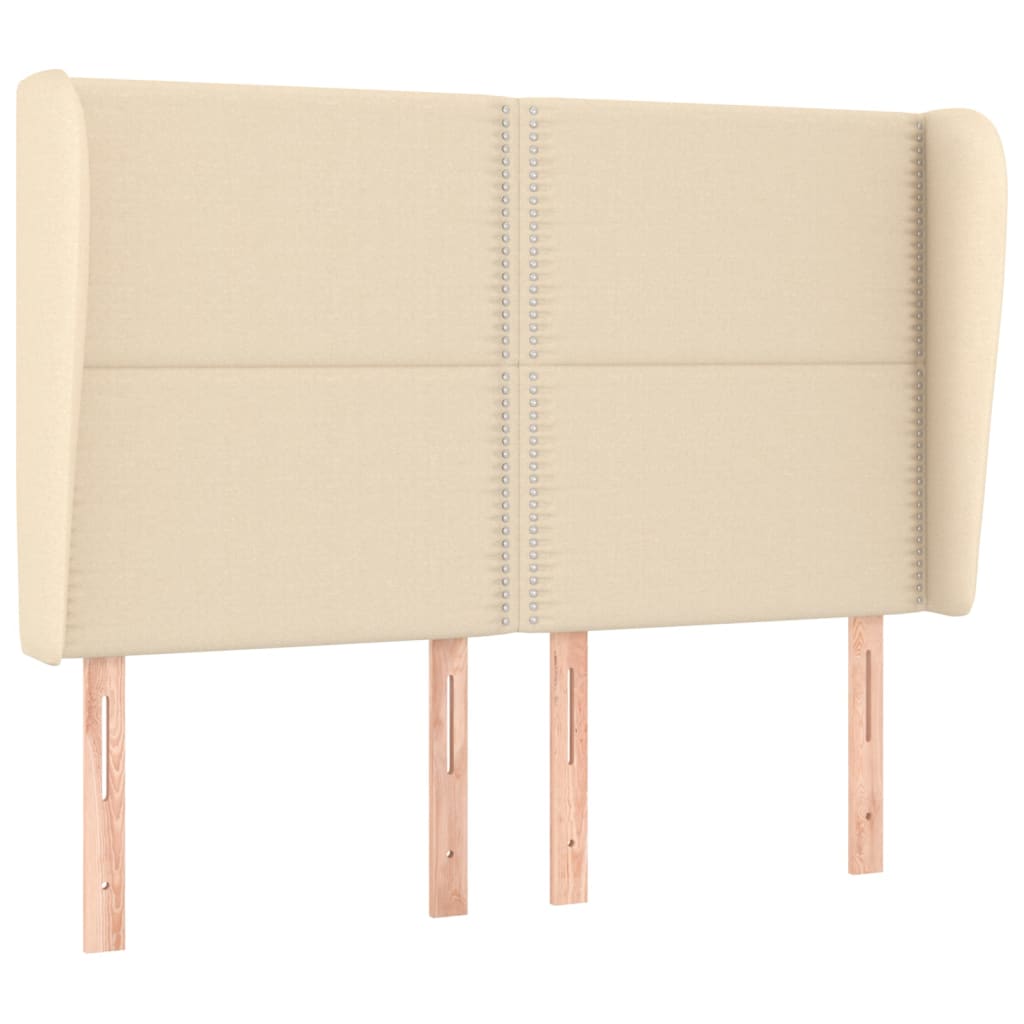 Krémszínű szövet fejtámla szárnyakkal 147 x 23 x 118/128 cm