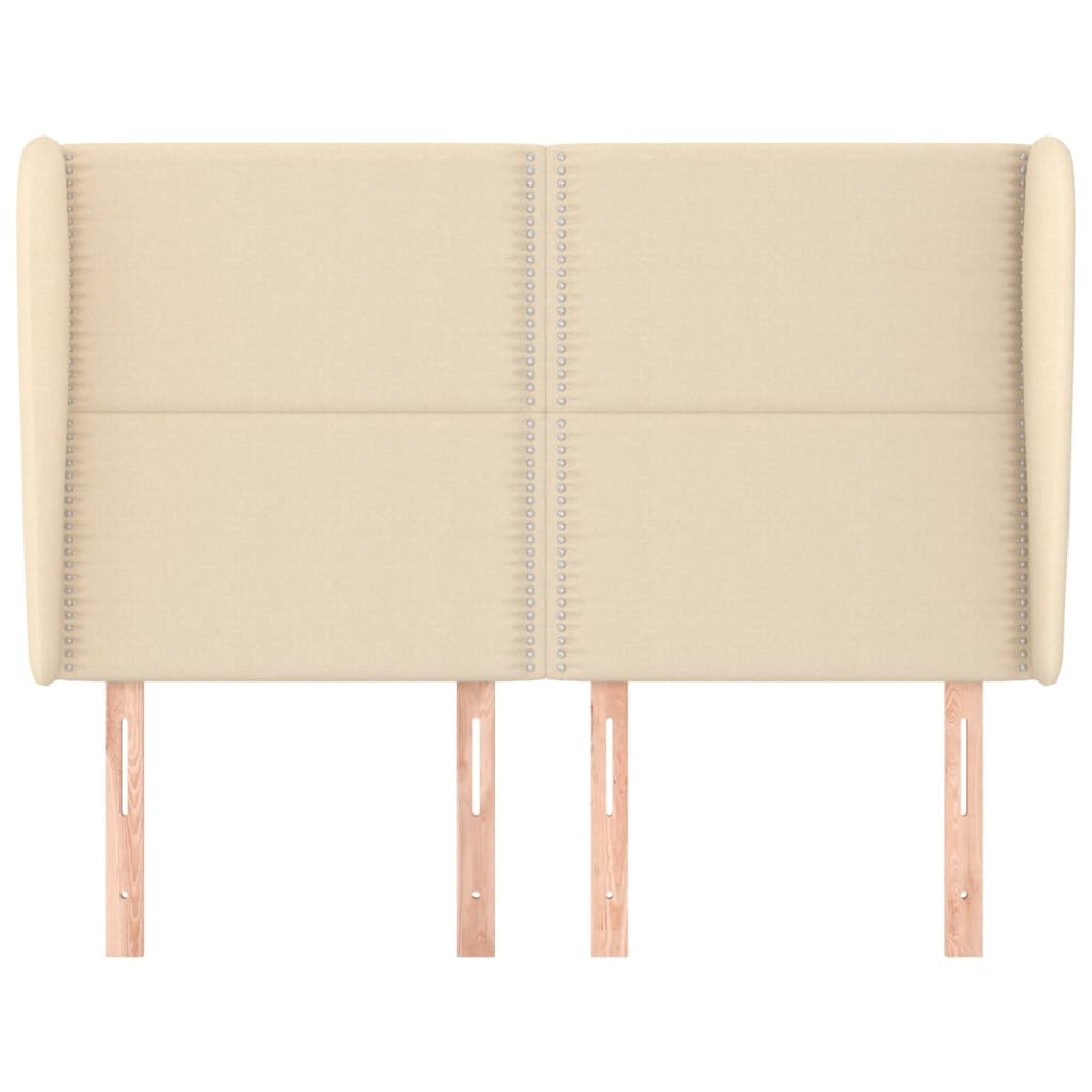 Krémszínű szövet fejtámla szárnyakkal 147 x 23 x 118/128 cm