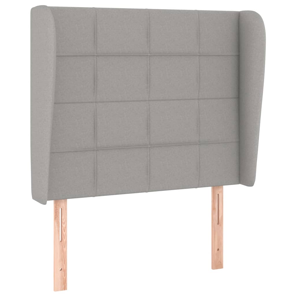 Világosszürke szövet fejtámla szárnyakkal 83 x 23 x 118/128 cm