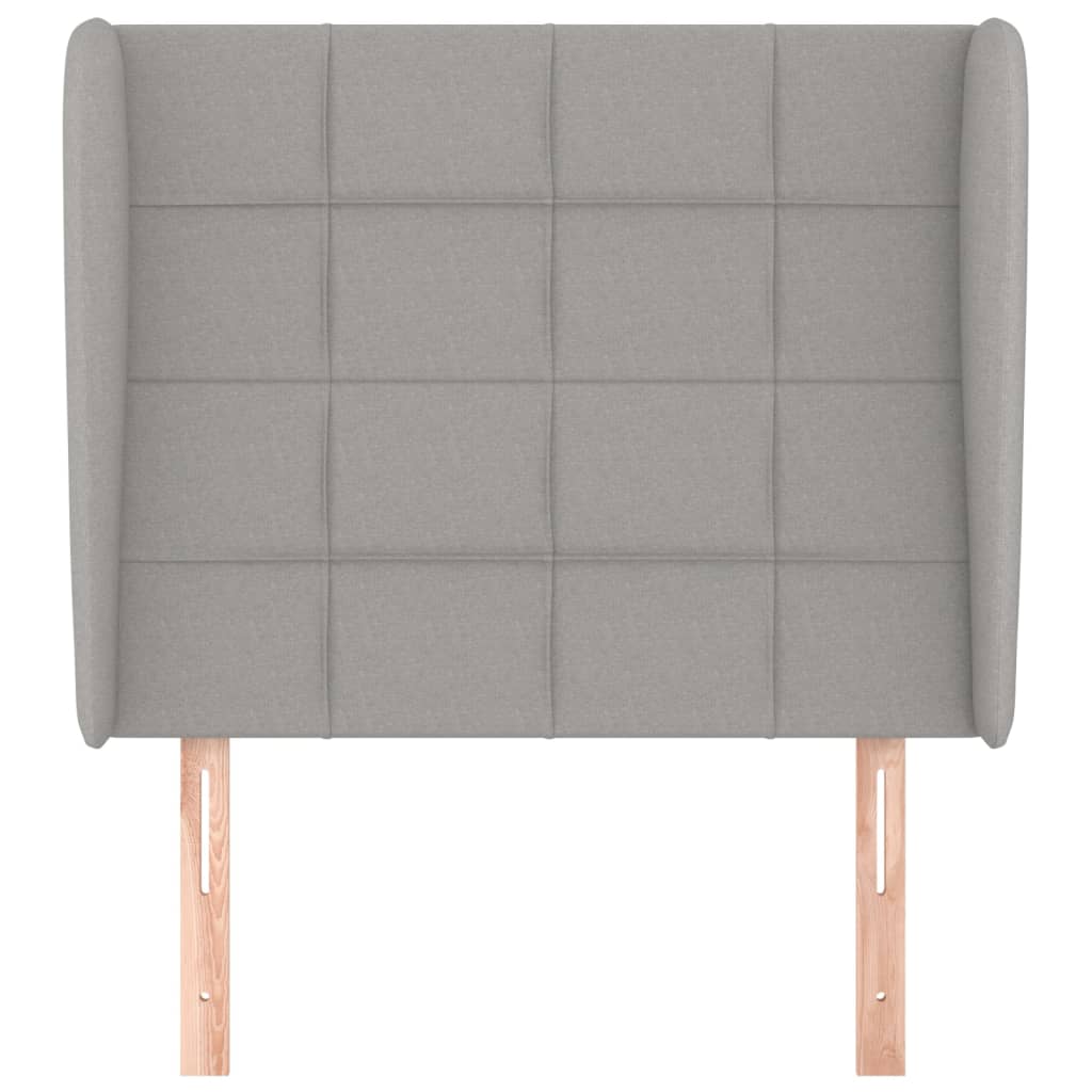 Világosszürke szövet fejtámla szárnyakkal 83 x 23 x 118/128 cm