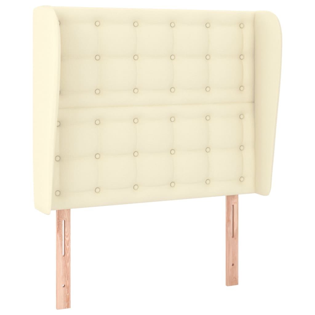Krémszínű műbőr fejtámla szárnyakkal 93x23x118/128 cm