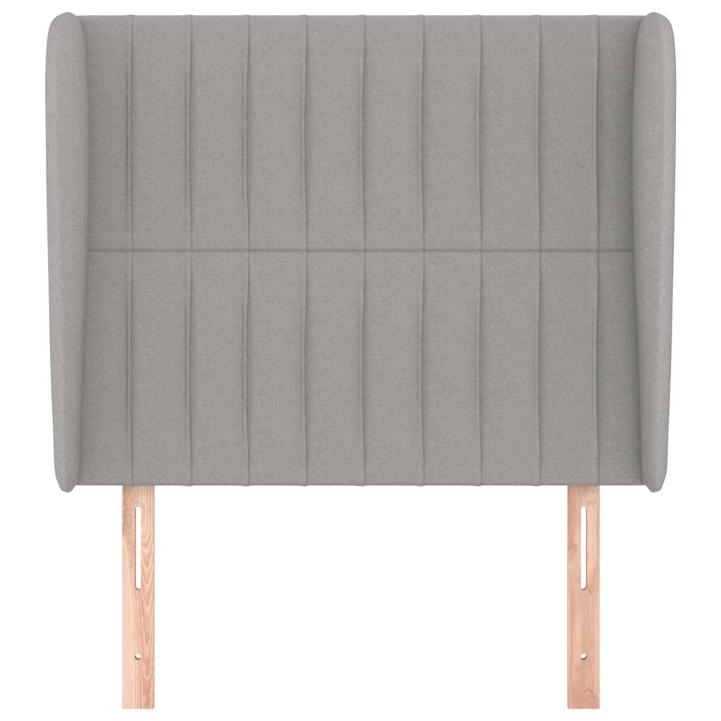 Világosszürke szövet fejtámla szárnyakkal 83 x 23 x 118/128 cm