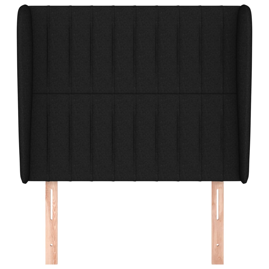 Fekete szövet fejtámla szárnyakkal 83 x 23 x 118/128 cm
