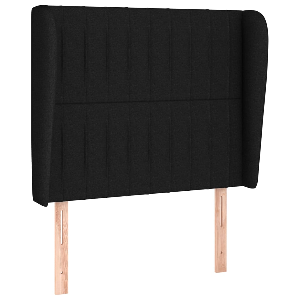 Fekete szövet fejtámla szárnyakkal 103 x 23 x 118/128 cm