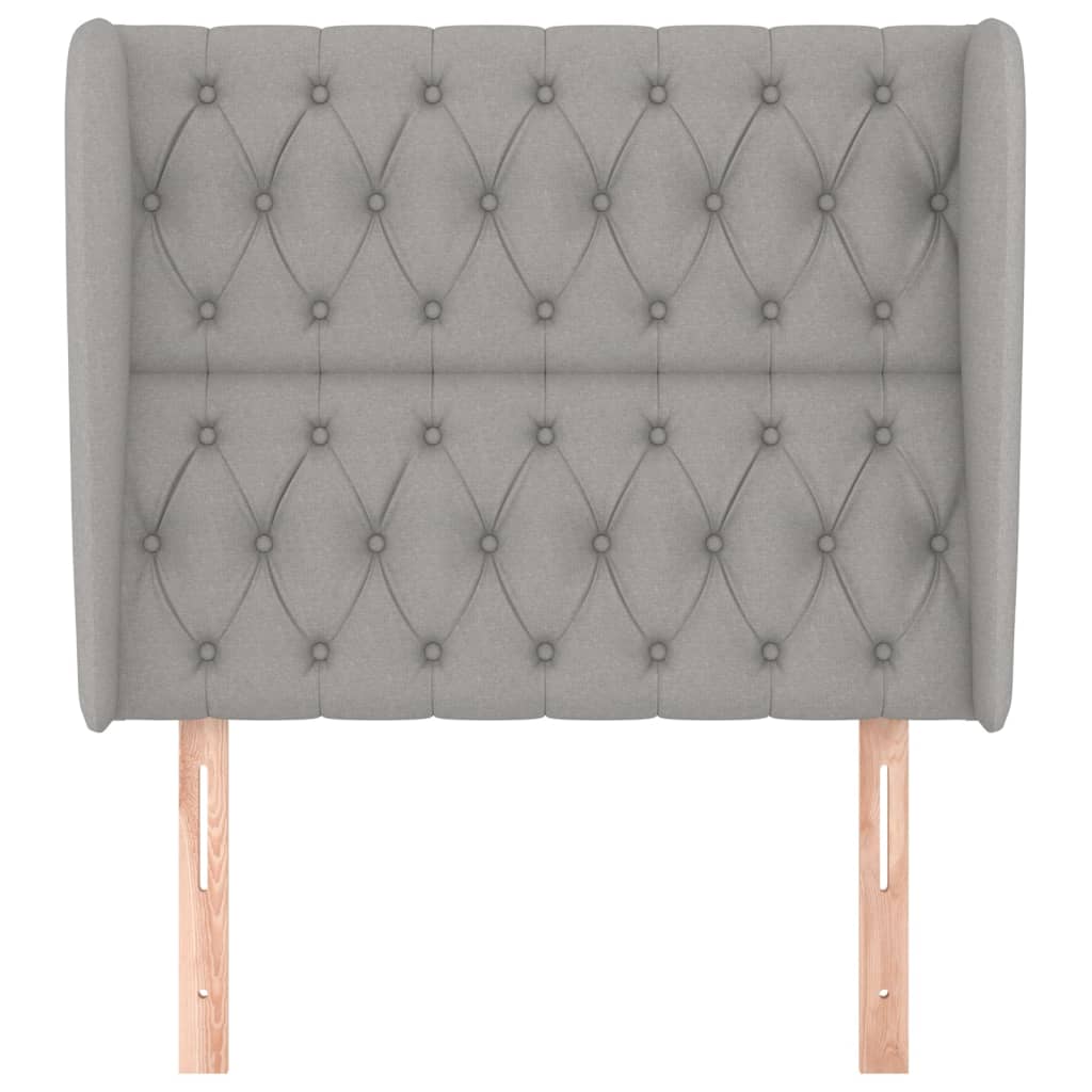 Világosszürke szövet fejtámla szárnyakkal 103 x 23 x 118/128 cm