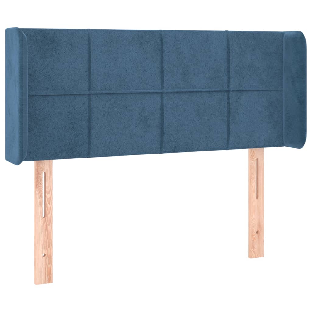 Sötétkék bársony fejtámla 93x16x78/88 cm