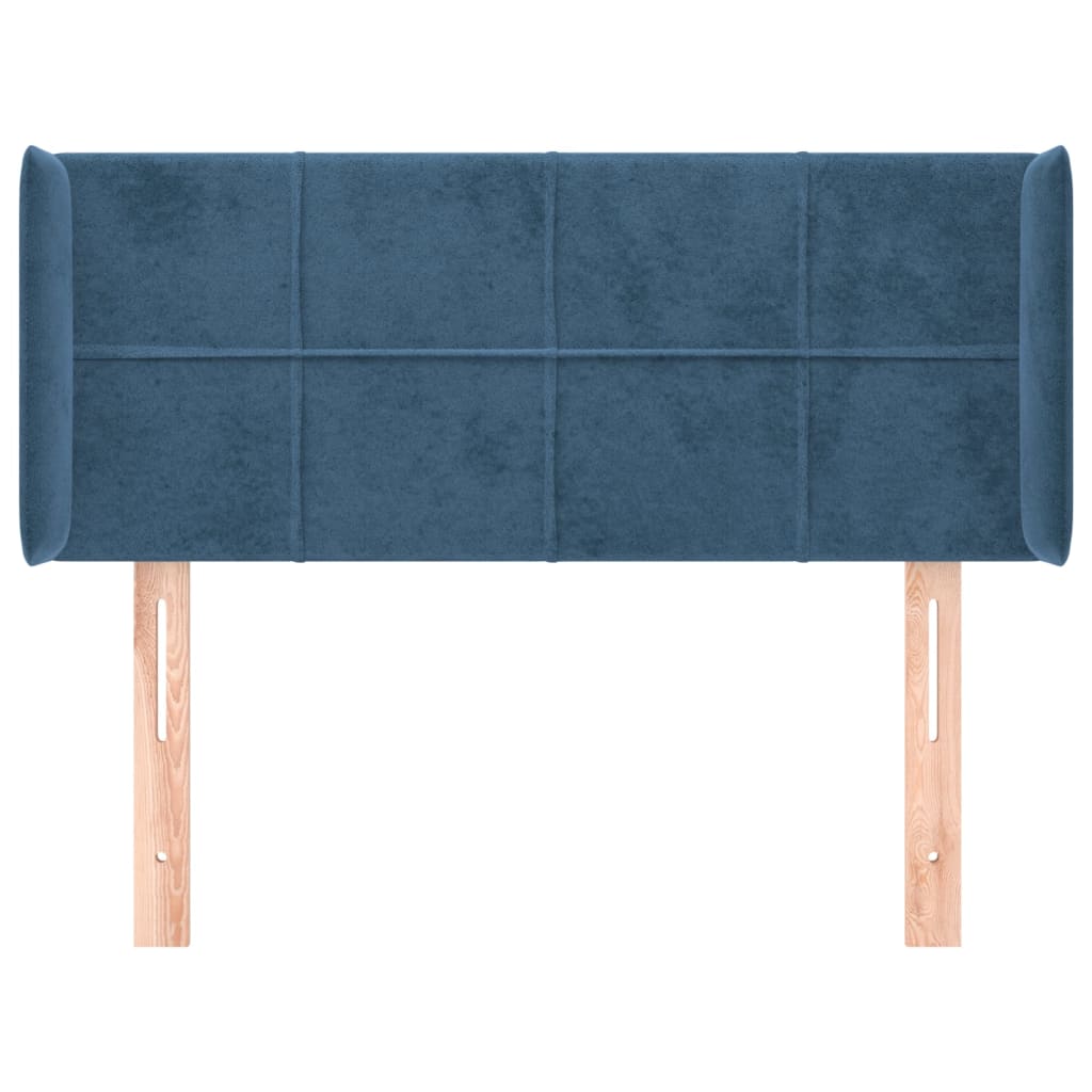 Sötétkék bársony fejtámla 93x16x78/88 cm