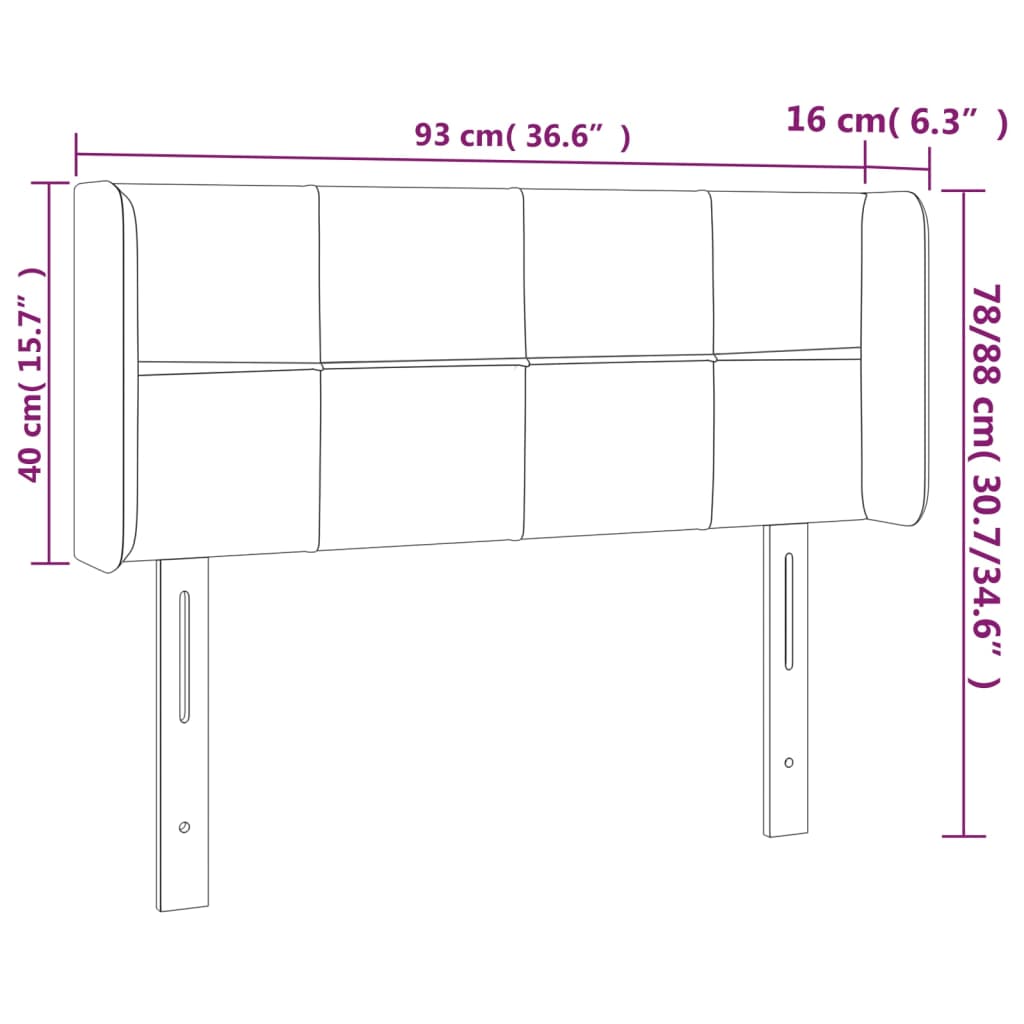 Sötétkék bársony fejtámla 93x16x78/88 cm