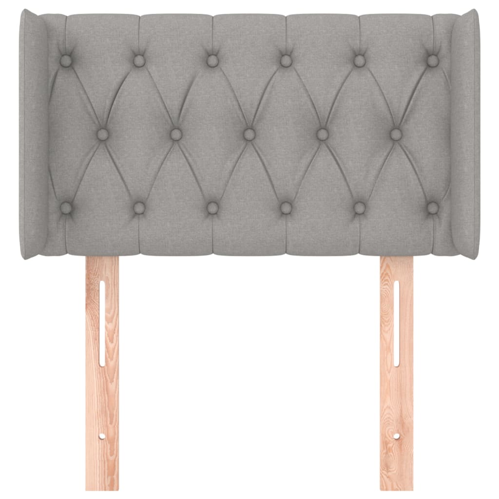 Világosszürke szövet fejtámla 83x16x78/88 cm