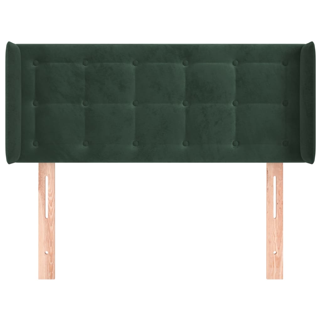 Sötétzöld bársony fejtámla szárnyakkal 93x16x78/88 cm
