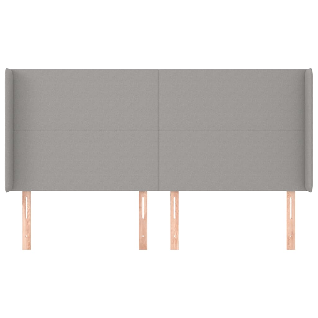 Világosszürke szövet fejtámla szárnyakkal 163x16x118/128 cm