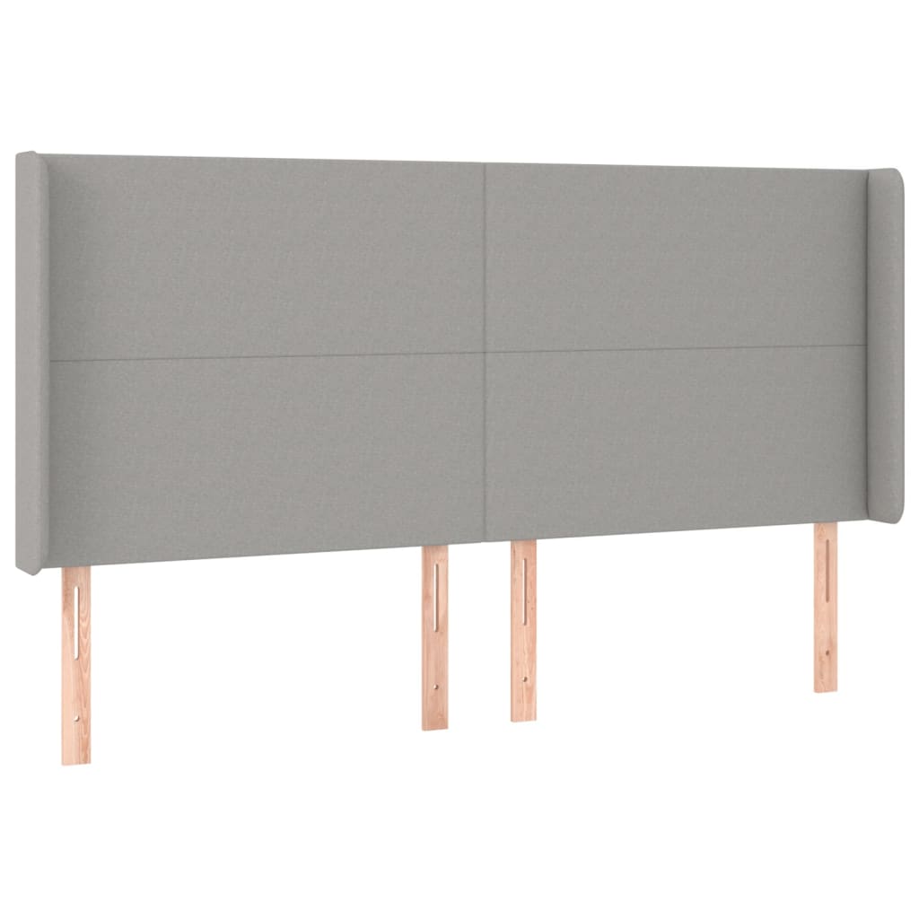 Világosszürke szövet fejtámla szárnyakkal 203x16x118/128 cm