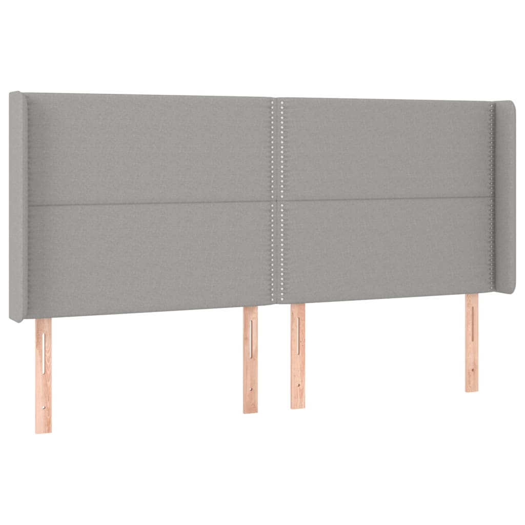 Világosszürke szövet fejtámla szárnyakkal 203x16x118/128 cm