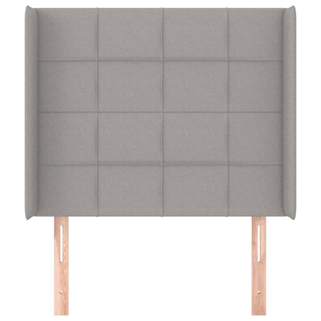 Világosszürke szövet fejtámla szárnyakkal 83x16x118/128 cm