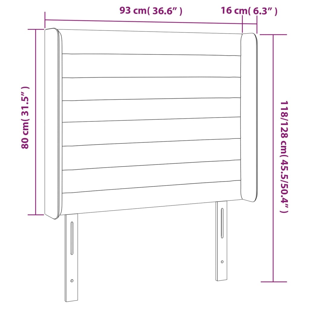 Fekete szövet fejtámla szárnyakkal 93x16x118/128 cm Fekete szövet fejtámla szárnyakkal 93x16x118/128 cm