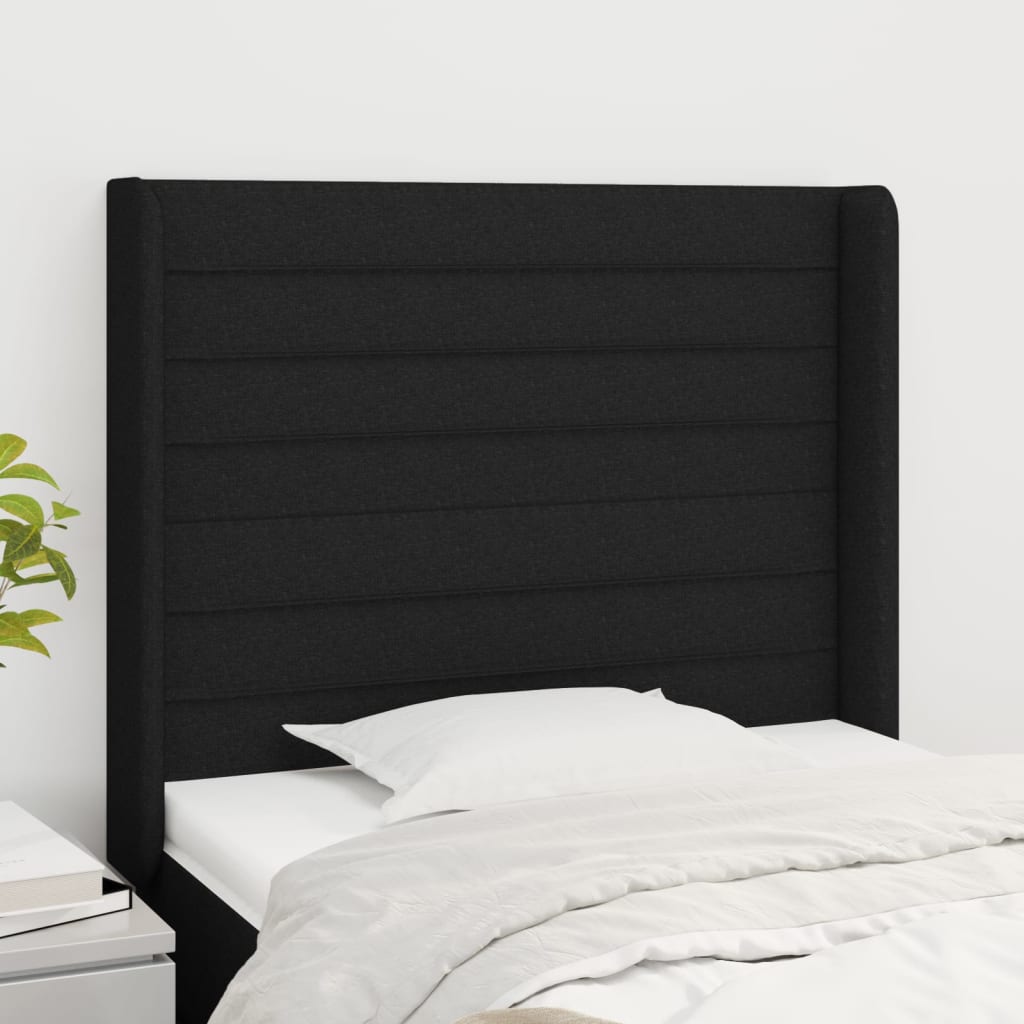 Fekete szövet fejtámla szárnyakkal 93x16x118/128 cm Fekete szövet fejtámla szárnyakkal 93x16x118/128 cm