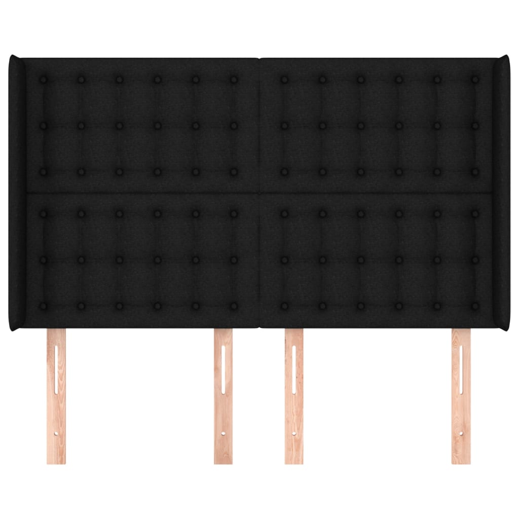 Fekete szövet fejtámla szárnyakkal 147x16x118/128 cm