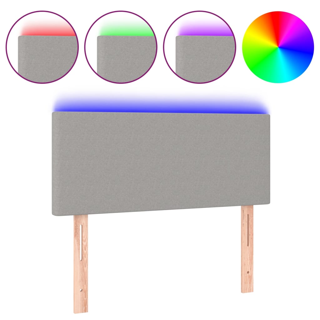 Világosszürke szövet led-es fejtámla 80 x 5 x 78/88 cm