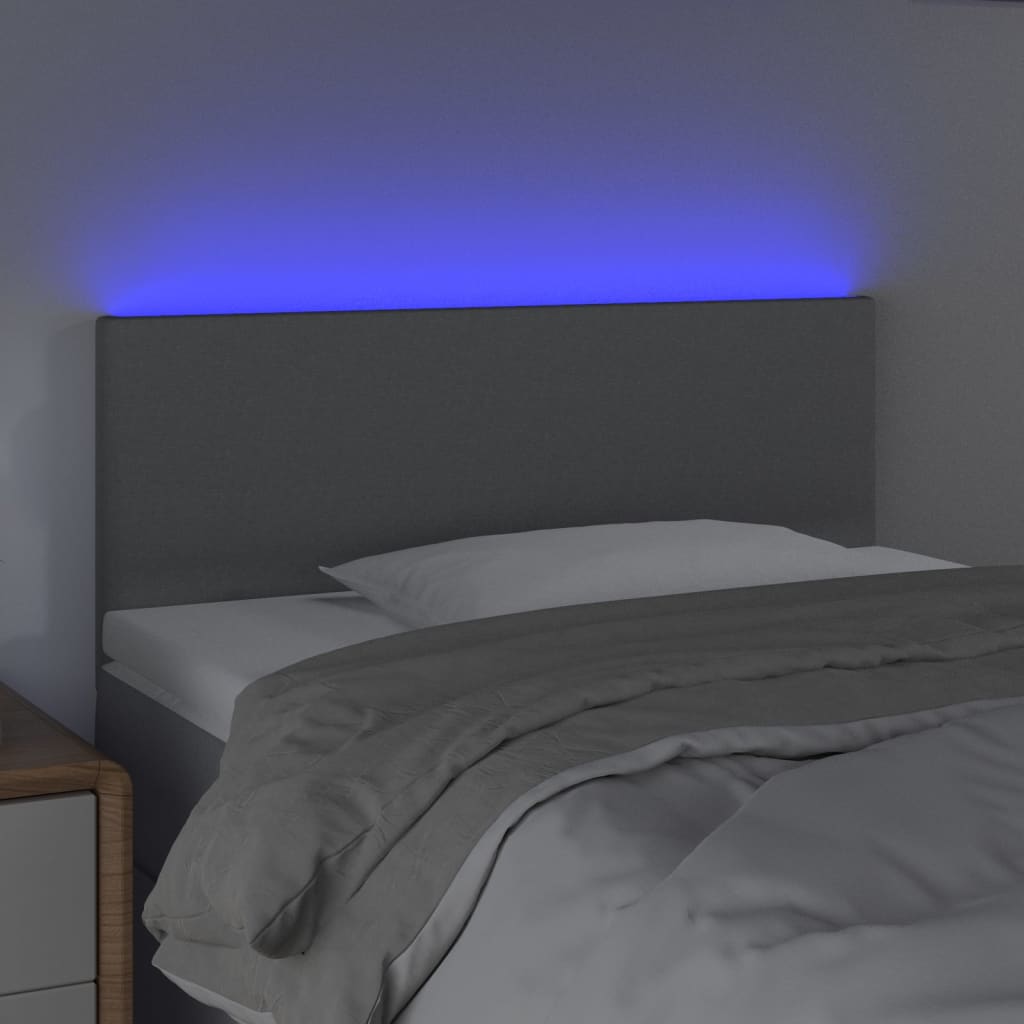Világosszürke szövet led-es fejtámla 80 x 5 x 78/88 cm