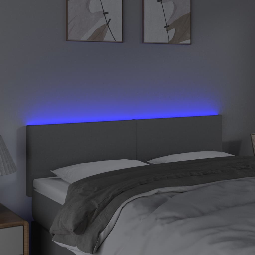 Világosszürke szövet led-es fejtámla 144 x 5 x 78/88 cm