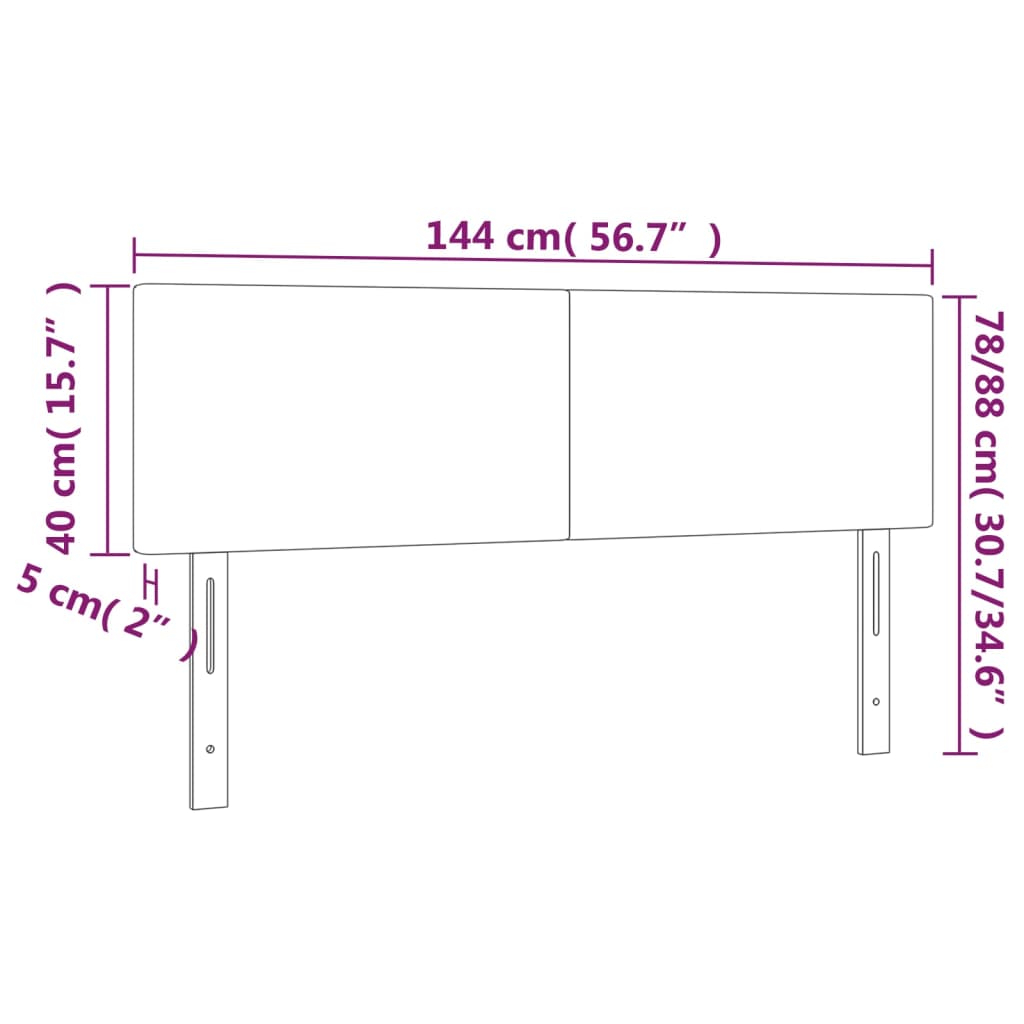 Világosszürke szövet led-es fejtámla 144 x 5 x 78/88 cm