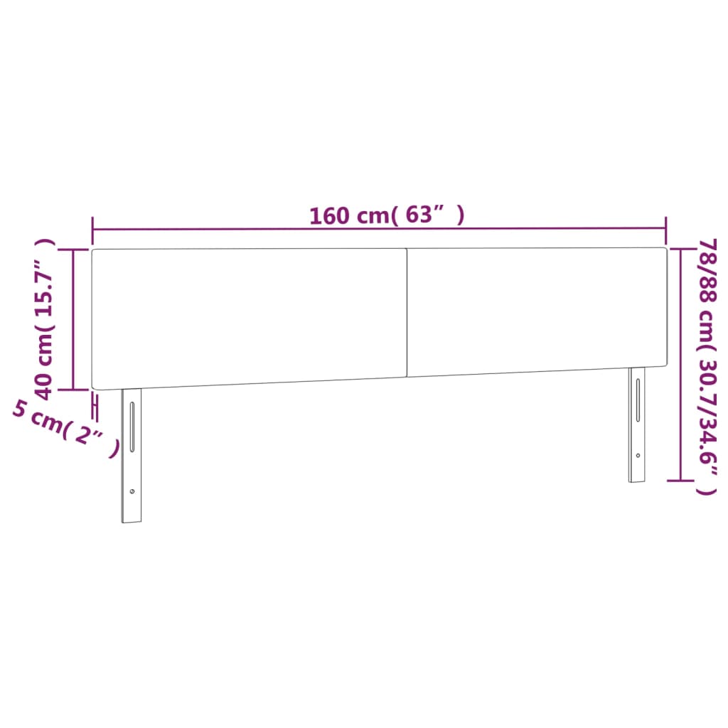 Világosszürke szövet led-es fejtámla 160x5x78/88 cm
