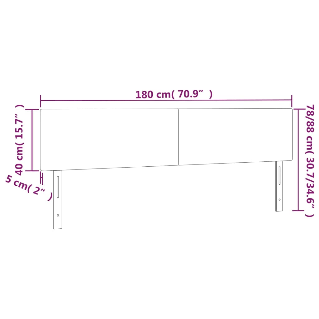 Világosszürke szövet led-es fejtámla 180x5x78/88 cm