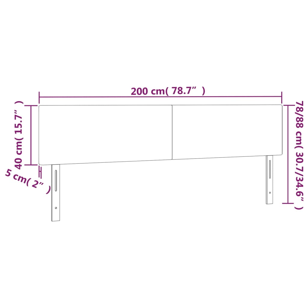 Világosszürke szövet led-es fejtámla 200x5x78/88 cm