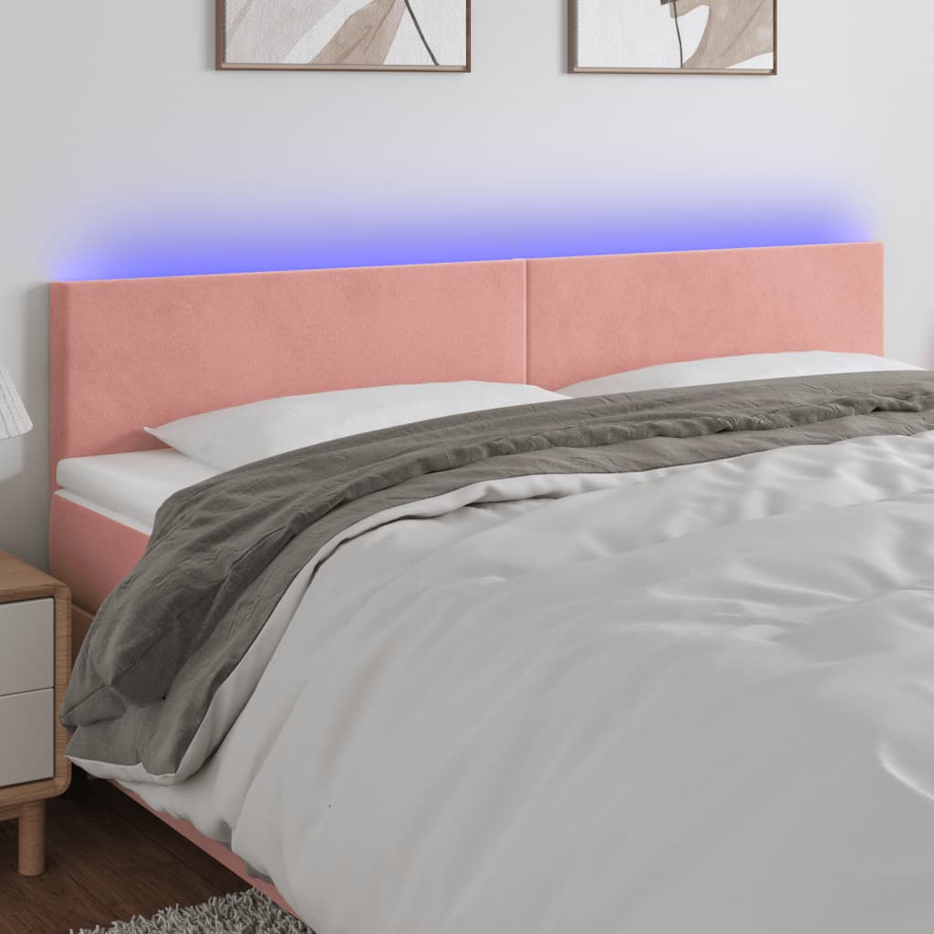 Rózsaszín bársony led-es fejtámla 180x5x78/88 cm