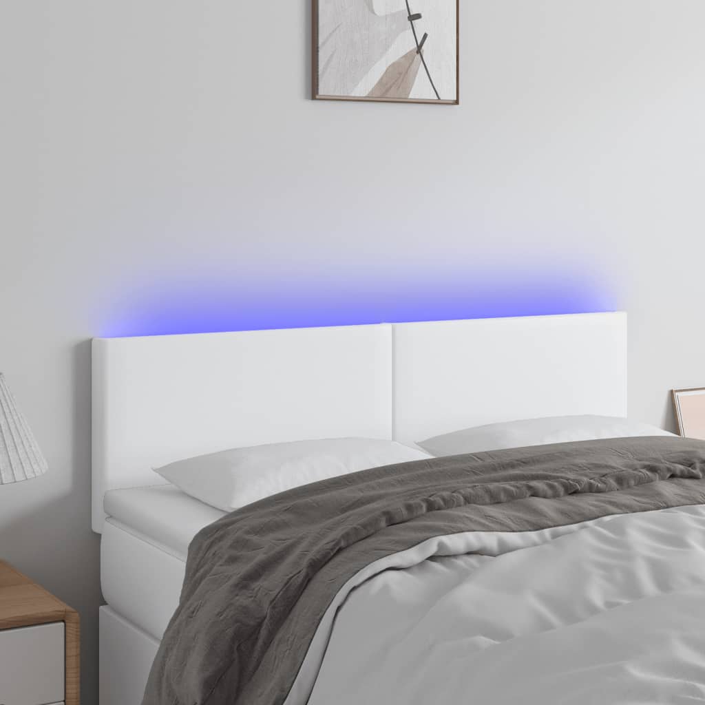 Fehér műbőr led-es fejtámla 144 x 5 x 78/88 cm