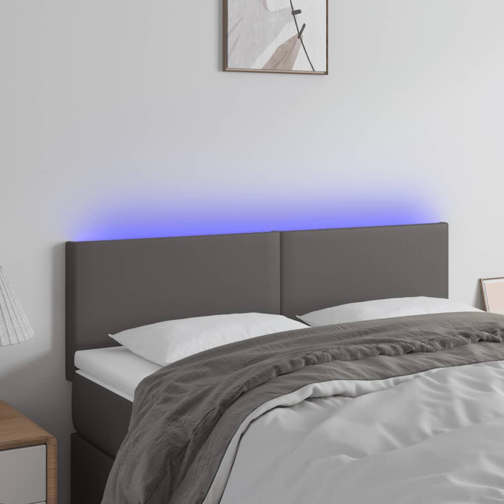 Szürke műbőr led-es fejtámla 144 x 5 x 78/88 cm