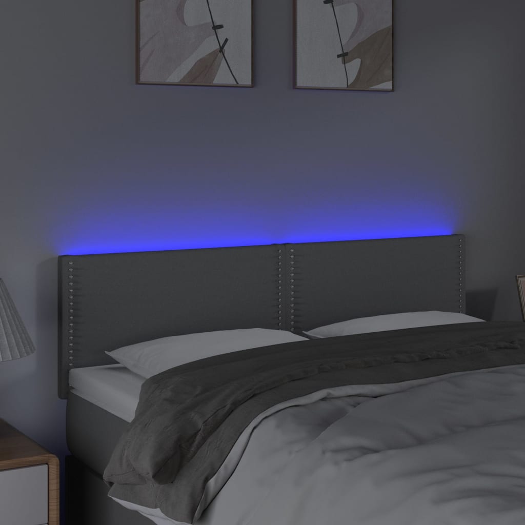 Világosszürke szövet led-es fejtámla 144 x 5 x 78/88 cm