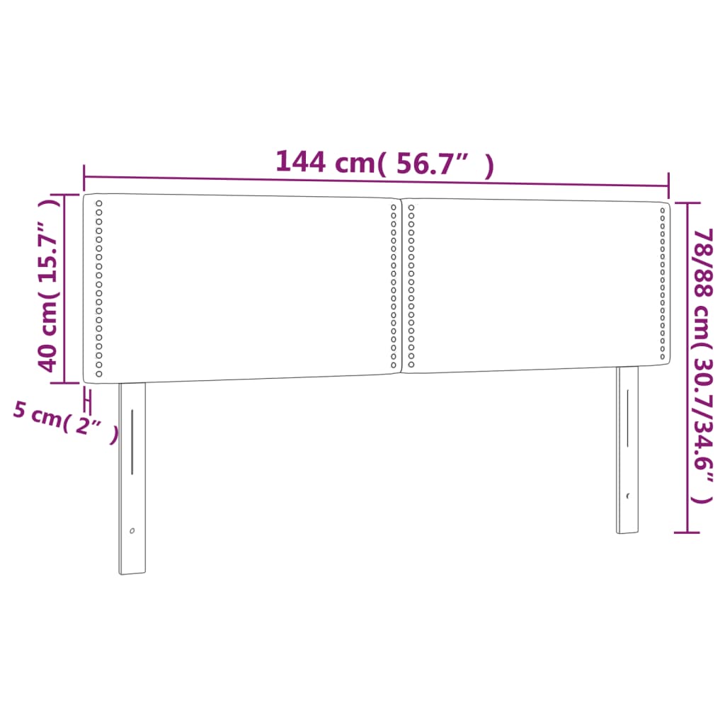 Világosszürke szövet led-es fejtámla 144 x 5 x 78/88 cm