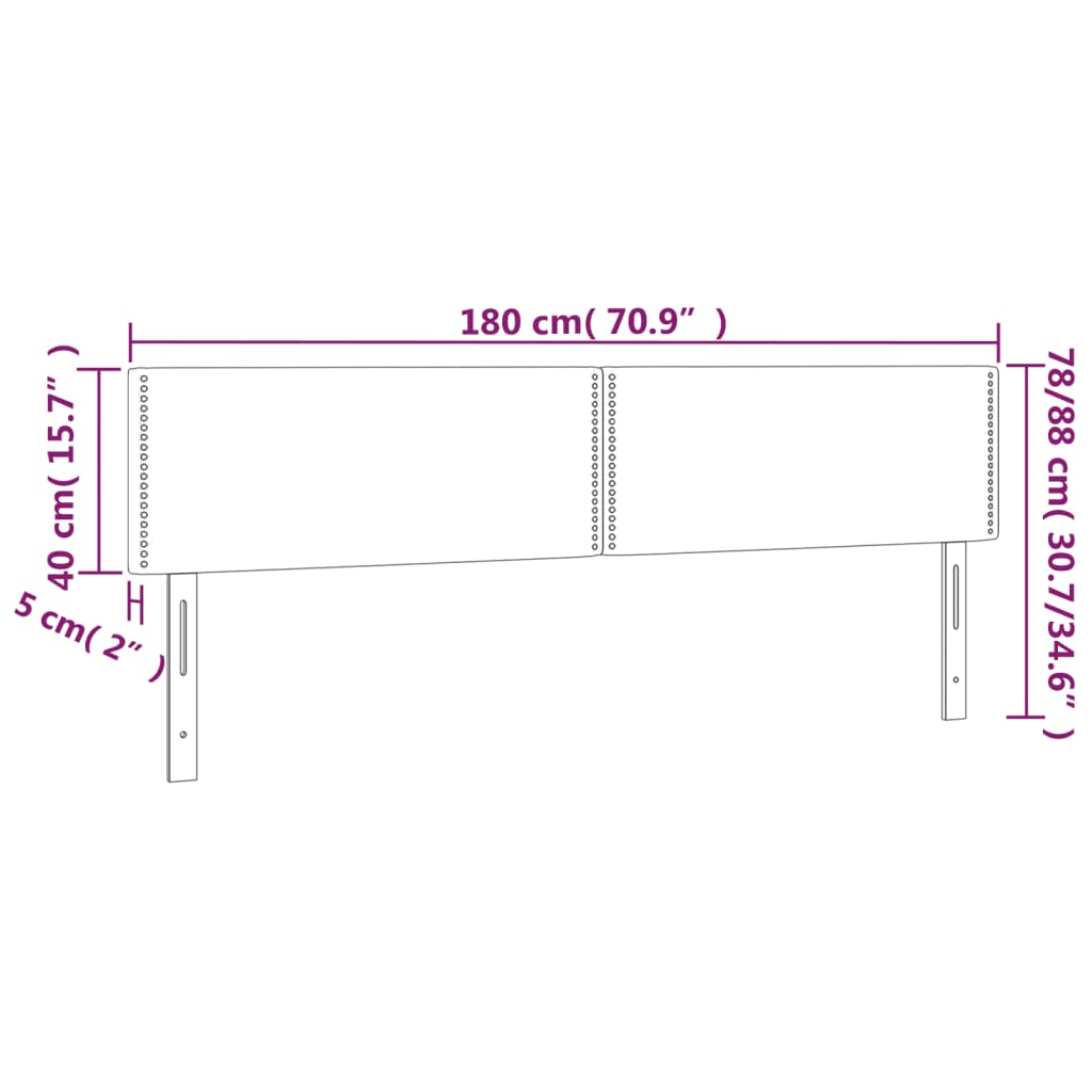 Világosszürke szövet led-es fejtámla 180x5x78/88 cm